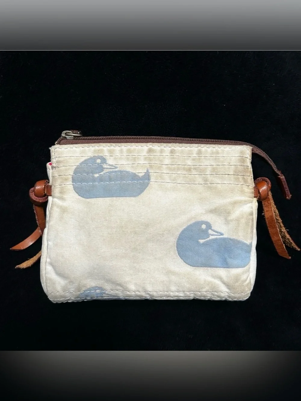 Dooney & Bourke Cream Canvas Crossbody with Blue Duck Motif